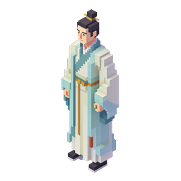 Chinese Scholar Voxel Character Icon - Traditional Hanfu Design