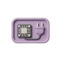 Clay Style CPU Chip Power Plug Icon | Technology