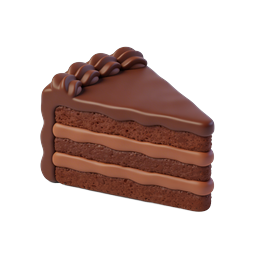 Chocolate Cake Slice 3D Icon - Realistic Dessert Illustration