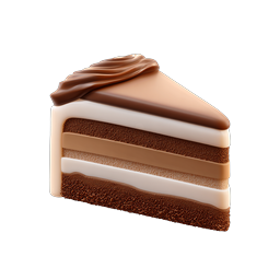 Realistic Chocolate Layered Cake Slice Icon | 3D Dessert