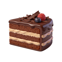 Chocolate Cake Slice Icon - 3D Dessert Graphic
