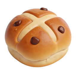 Chocolate Chip Hot Cross Bun 3D Food Icon