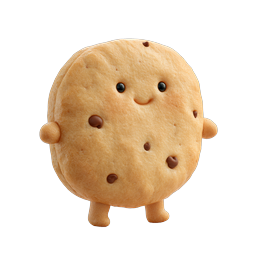 Cute Chocolate Chip Cookie Character 3D Icon