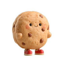 Cute Chocolate Chip Cookie Character Icon - Kawaii 3D