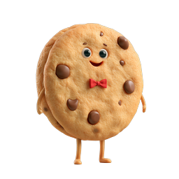 Chocolate Chip Cookie Character - Cute 3D Food Icon