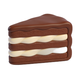Chocolate Layer Cake Icon - 3D Rendered Dessert Slice
