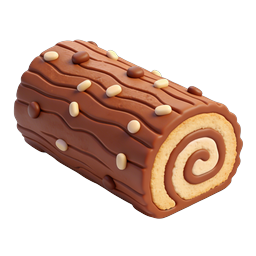 Chocolate Yule Log Cake Icon - 3D Dessert Illustration