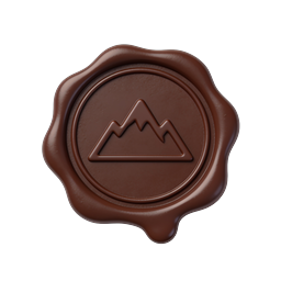 Chocolate Brown Mountain Seal Icon | Premium Wax Badge Design