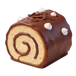 Chocolate Swiss Roll Cake Dessert Icon - 3D Rendered