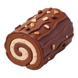 Chocolate Swiss Roll Cake Icon | 3D Dessert Illustration