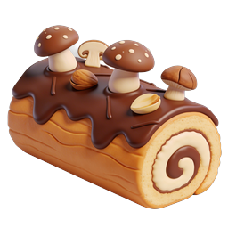 Chocolate Yule Log Cake Icon - Holiday Dessert 3D
