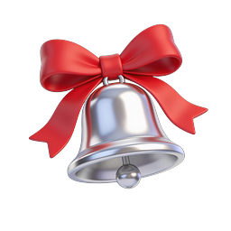 Christmas Bell with Red Bow Holiday Icon