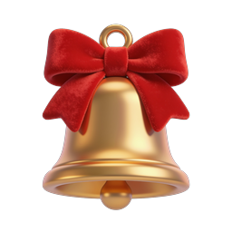 Christmas Bell with Red Velvet Bow Holiday Icon