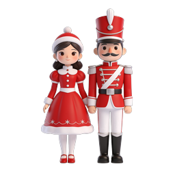 Christmas Couple Holiday Icon - Nutcracker & Santa Girl