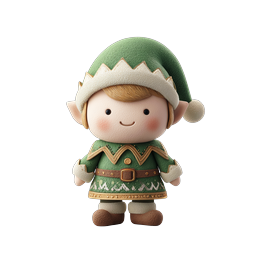 Cute Christmas Elf Character 3D Clay Icon