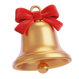 Golden Christmas Bell with Red Bow Icon
