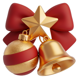 Christmas Ornaments Icon - Star, Bell & Ribbon