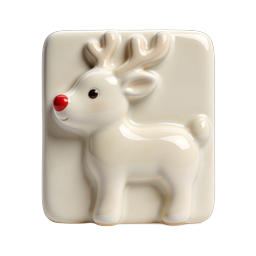 3D Christmas Reindeer Icon with Red Nose