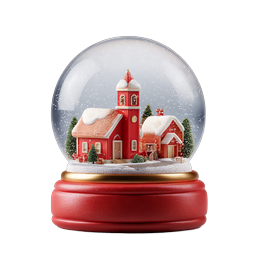 Christmas Snow Globe Icon - Festive Winter Village Scene