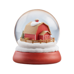 Weihnachtsschneekugel mit roter Scheune | Feiertags-Icon