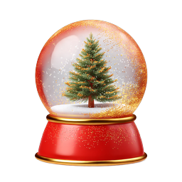 Christmas Snow Globe Icon with Pine Tree