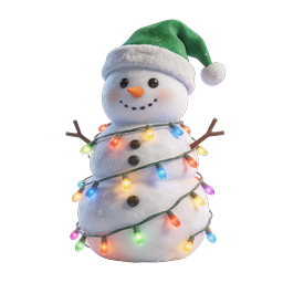Festive Christmas Snowman Icon with Santa Hat and Lights