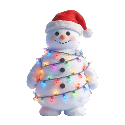 Christmas Snowman Icon with Santa Hat and Lights
