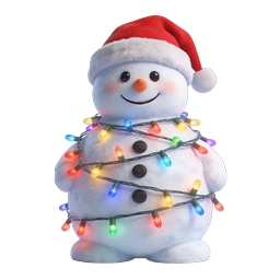Festive Christmas Snowman with Santa Hat & Lights