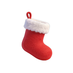 Festive Red Christmas Stocking Icon with White Fur Trim