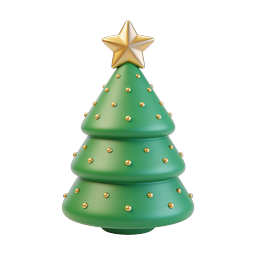 Festive Christmas Tree Icon with Golden Star