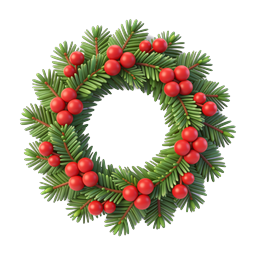 Christmas Wreath Icon - Festive Holiday Decoration