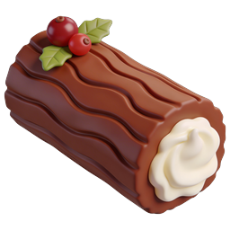 Christmas Yule Log Cake Icon - Festive Holiday Dessert