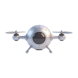 Chrome Drone Icon - 3D Metallic UAV Illustration