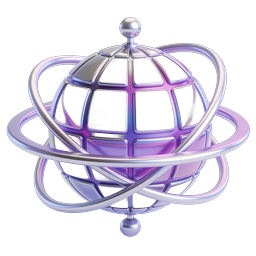 Chrome Globe Ornament Icon - Iridescent 3D Sphere Design
