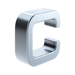 Chrome Letter C Icon - Premium 3D Metallic Alphabet