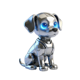 Chrome Robot Dog Icon - Futuristic AI Pet Design