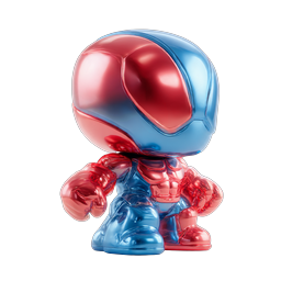 Chrome Superhero Character Icon - 3D Metallic Hero