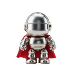 Chrome Superhero Robot Icon - Metallic Hero Figure