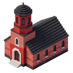 Red Brick Church Icon for Religious Themes