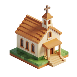 Charming Church Icon in Block Style for Community and Faith