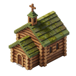 Log Church Icon - Rustic Spiritual Building Design