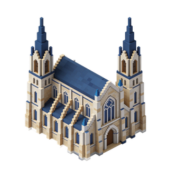 3D Cathedral Building Icon for Architecture Projects