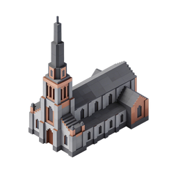 Isometric Church Building Icon for Spiritual Projects
