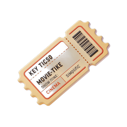 Icône 3D de ticket de cinéma - Style réaliste