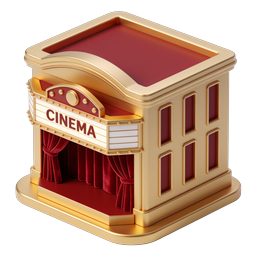 Premium Cinema Theater 3D Icon | Classic Movie Building