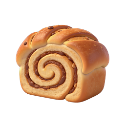 Golden Cinnamon Roll Pastry 3D Icon | Bakery Dessert