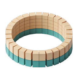 3D Circular Block Ring Icon - Geometric Loop Design
