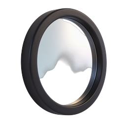 Circular Mirror Icon - Realistic 3D Reflective Design