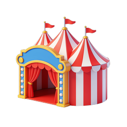 Colorful 3D Circus Tent Icon - Big Top Entertainment