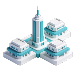 Modern City Buildings Isometric Icon - Urban Skyline Design
